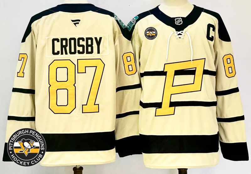 Men Pittsburgh Penguins #87 Crosby Cream Fanatics 2025 NHL Jersey style 2->pittsburgh penguins->NHL Jersey